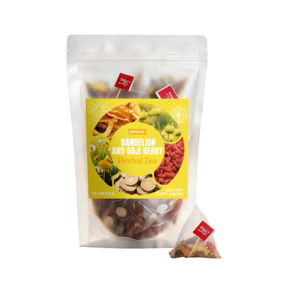 Dandelion and Goji Berry Herbal Tea - dandelion, medlar, licorice, orange peel, chrysanthemum