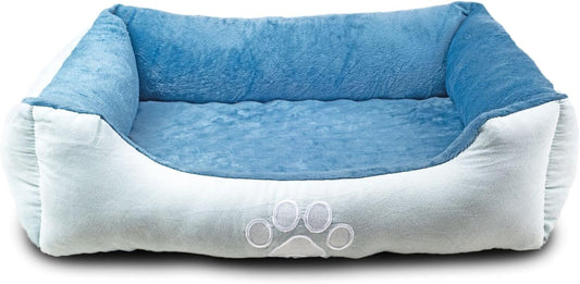 Upgrade your furry friend's comfort with our Medium Orthopedic Rectangle Bolster Pet Bed in Blue! ???? Perfect for restful naps and support!