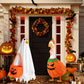 Halloween Fall Porch Goose Outfit, 23in Lawn Goose Cloth Halloween Ghost Pumpkin Costume For Lawn Goose, Patio Yard Art Geese Decor, Thanksgiving Fall Themes Seasonal Accessory