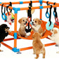 Indoor Puppy Play Gym with Hammock 8 Toys Dog Enrichment Activity Center