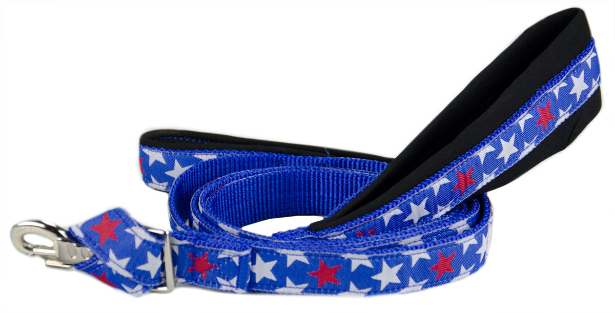 Correa acolchada para perro con doble asa, diseño estampado y mosquetón con garantía, 1" x 4'