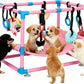 Indoor Puppy Play Gym with Hammock 8 Toys Dog Enrichment Activity Center