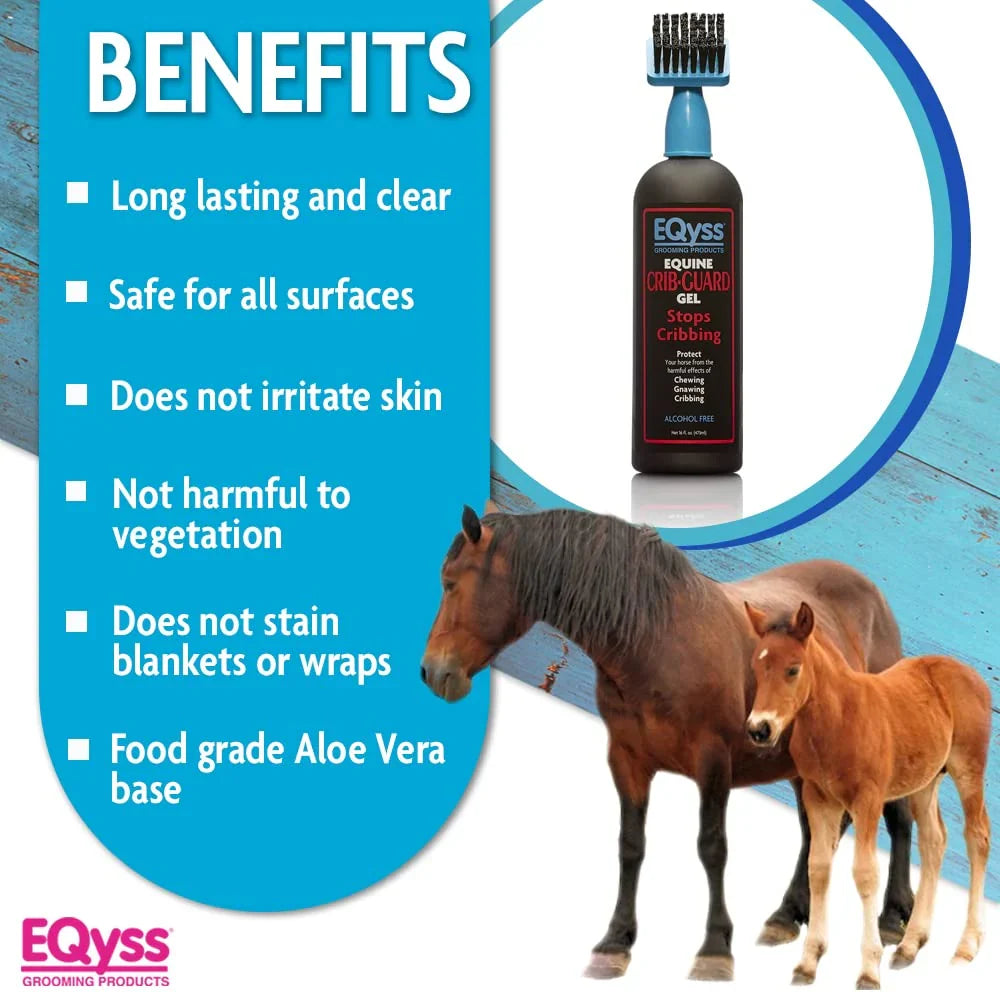 EQyss Crib-Guard Anti-Chewing Gel w/ Brush 16 oz. Aloe-Based Anti-Chew Horses