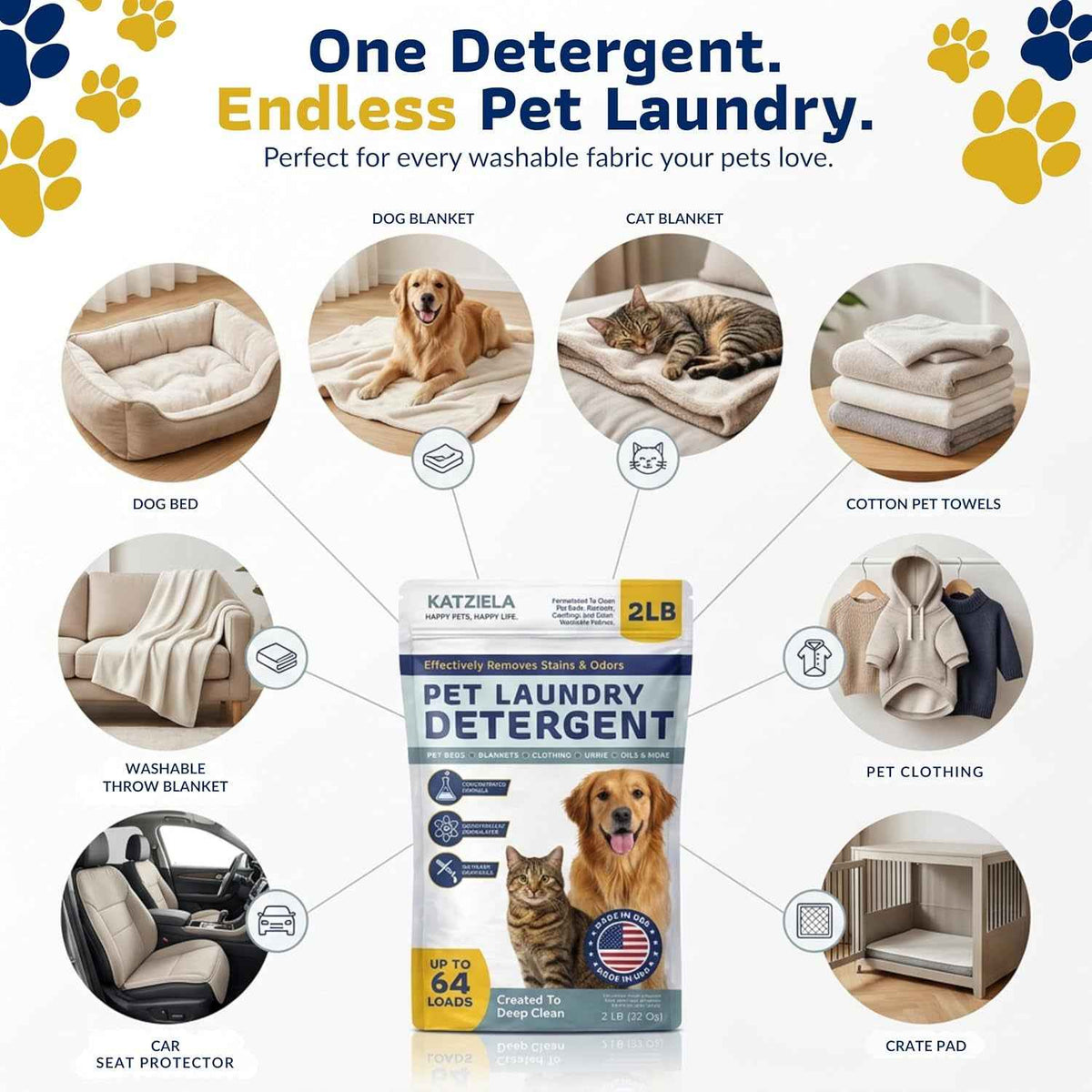 Katziela Enzyme Pet Laundry Detergent Powder – 64 Loads