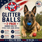 Pack de 2 juguetes para perros Glitter Ball | Pelota de búsqueda flotante de goma suave con dispensador de premios | Fabricado en EE. UU.