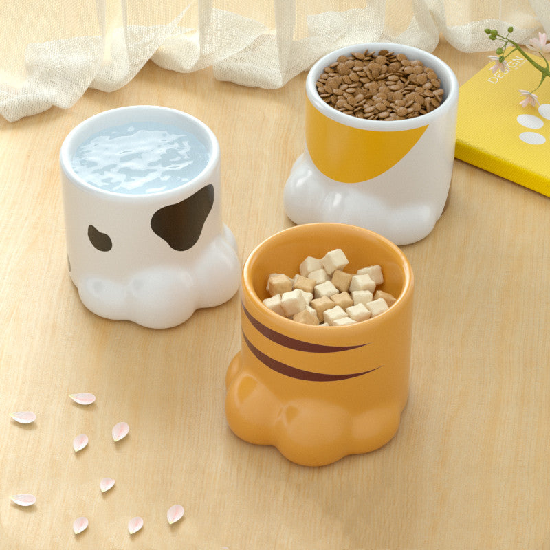 Cat Bowl Ceramic High Foot Protection Cervical Spine Large Caliber Basin