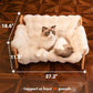 Elevated Wooden Cat Couch Bed with Washable Fluffy Cushion – 3 Colors