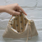 French Cream Chenille Wristlet Purse