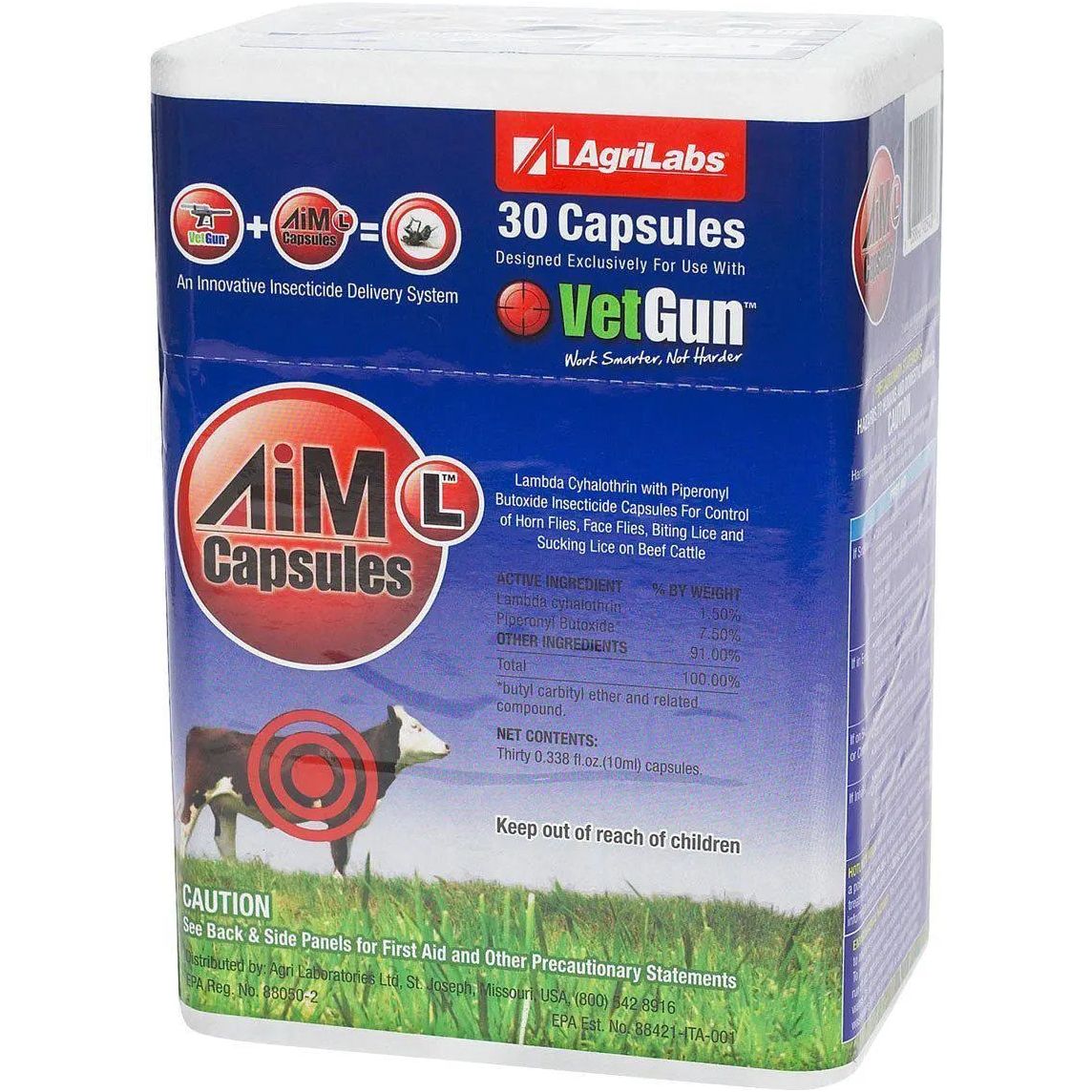 AgriLabs AiM-L VetCaps 30ct VetGun Capsules for Beef Cattle