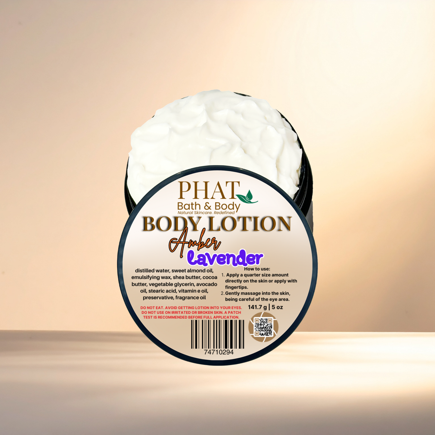 Amber & Lavender Moisturizing Body Lotion with Shea Cocoa Butter & Avocado Oil | 5 oz