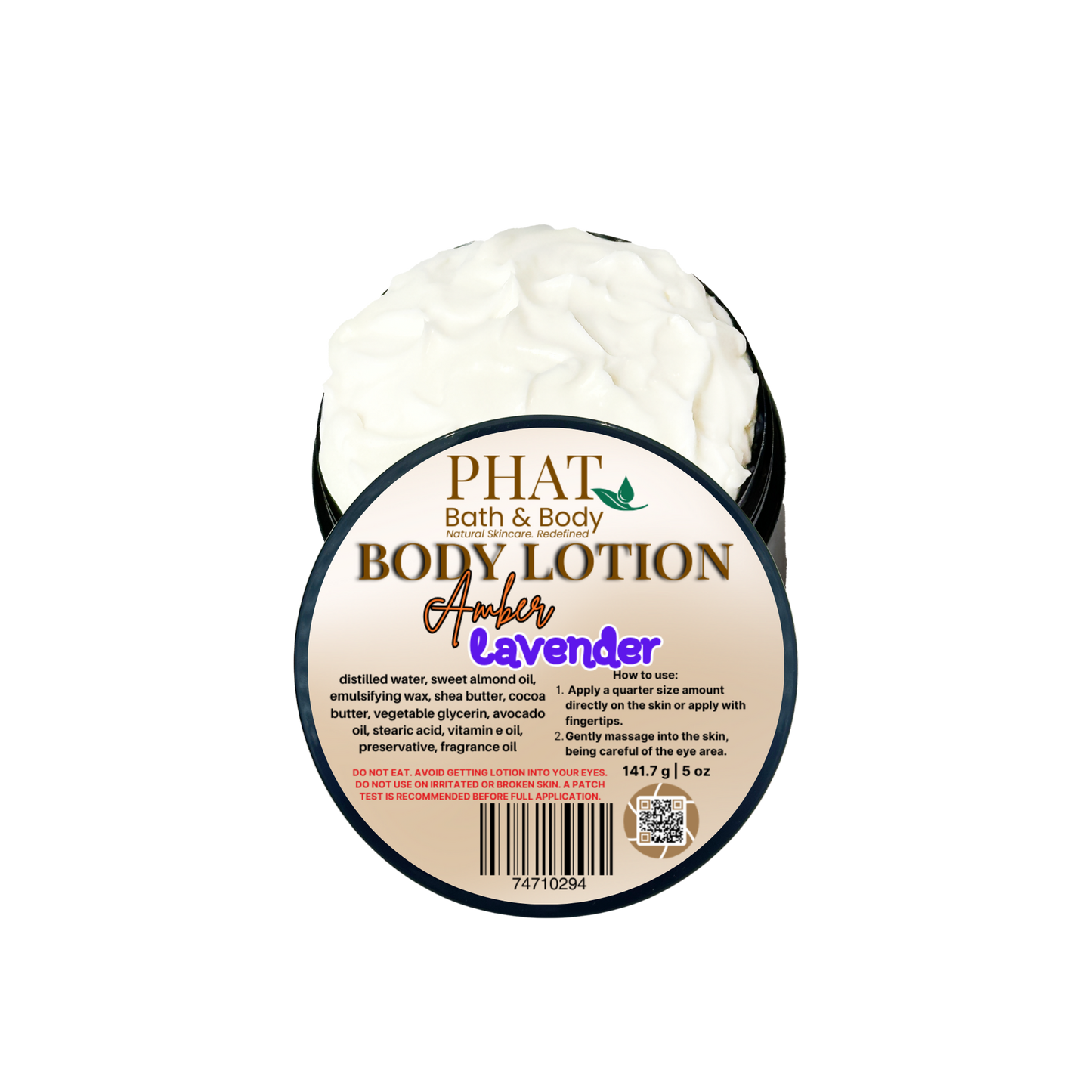 Amber & Lavender Moisturizing Body Lotion with Shea Cocoa Butter & Avocado Oil | 5 oz