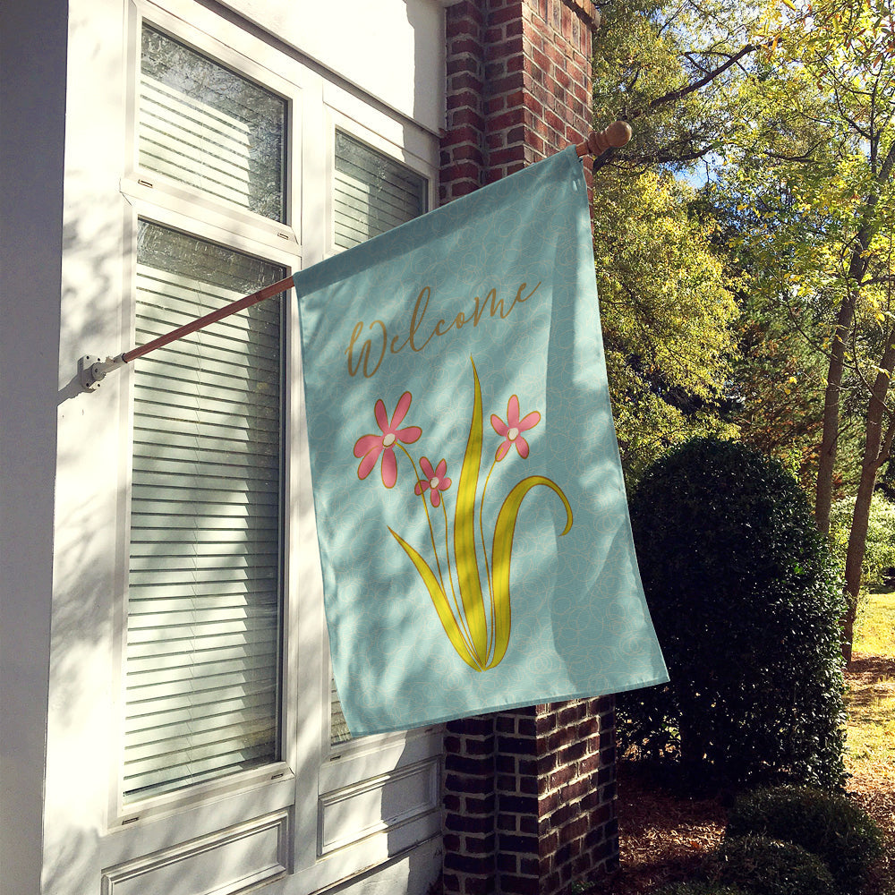 Flowers Welcome Flag Canvas House Size BB8574CHF