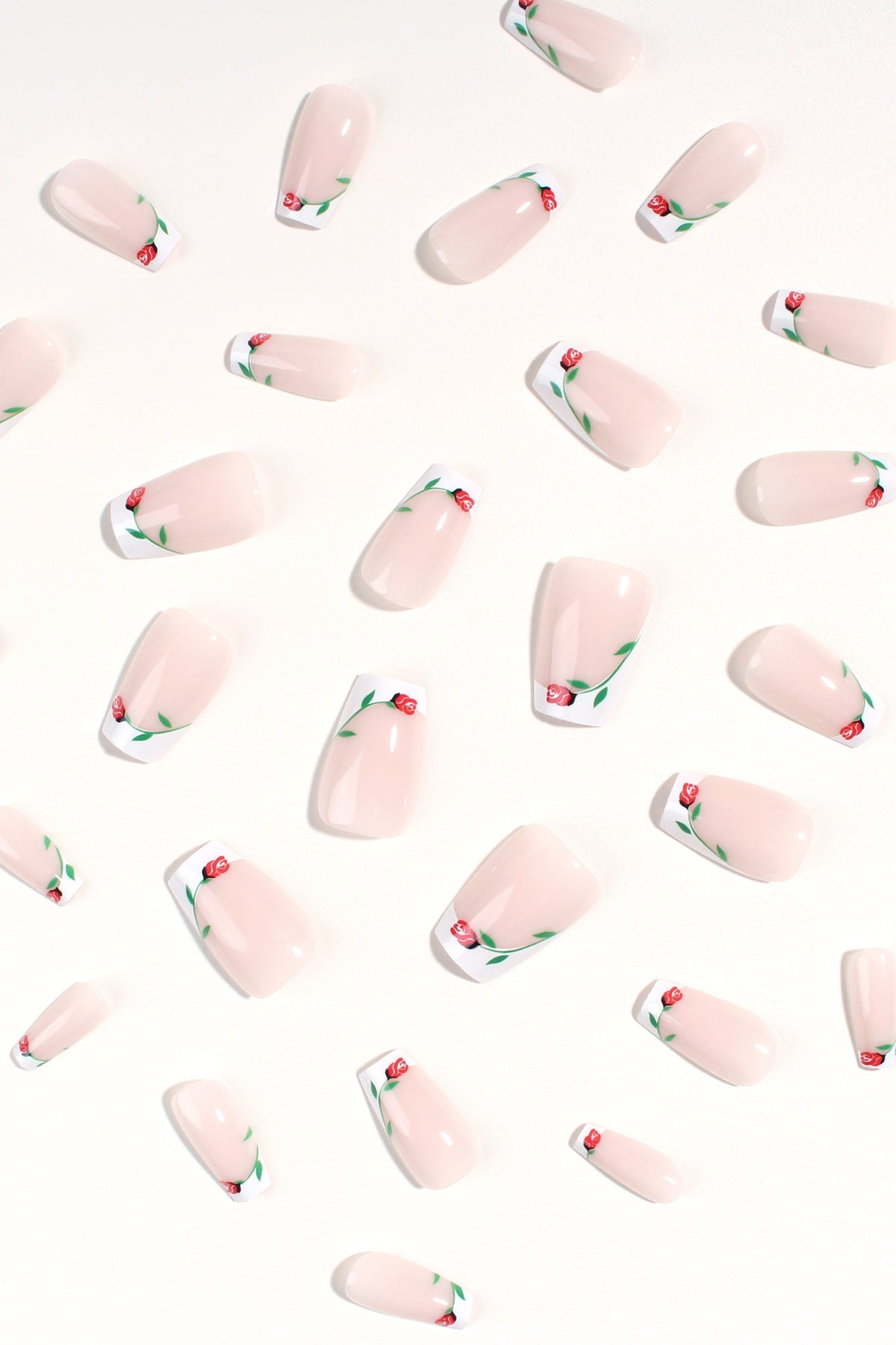 Corona de rosas | Uñas postizas adhesivas suaves y duraderas