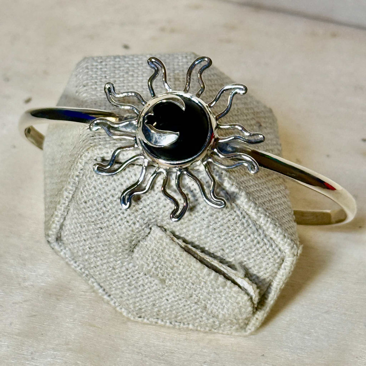 Sterling Silver Sun Moon Cuff Bracelet