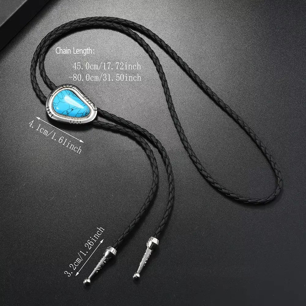 Tahoe Tack Handmade Faux Leather Braided Native Western Bolo Tie Necktie for Men or Women - Petals Design