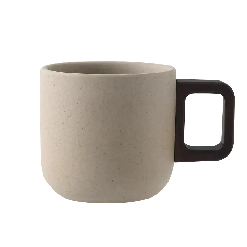 Handcrafted Ceramic Espresso Cup with Wooden Handle