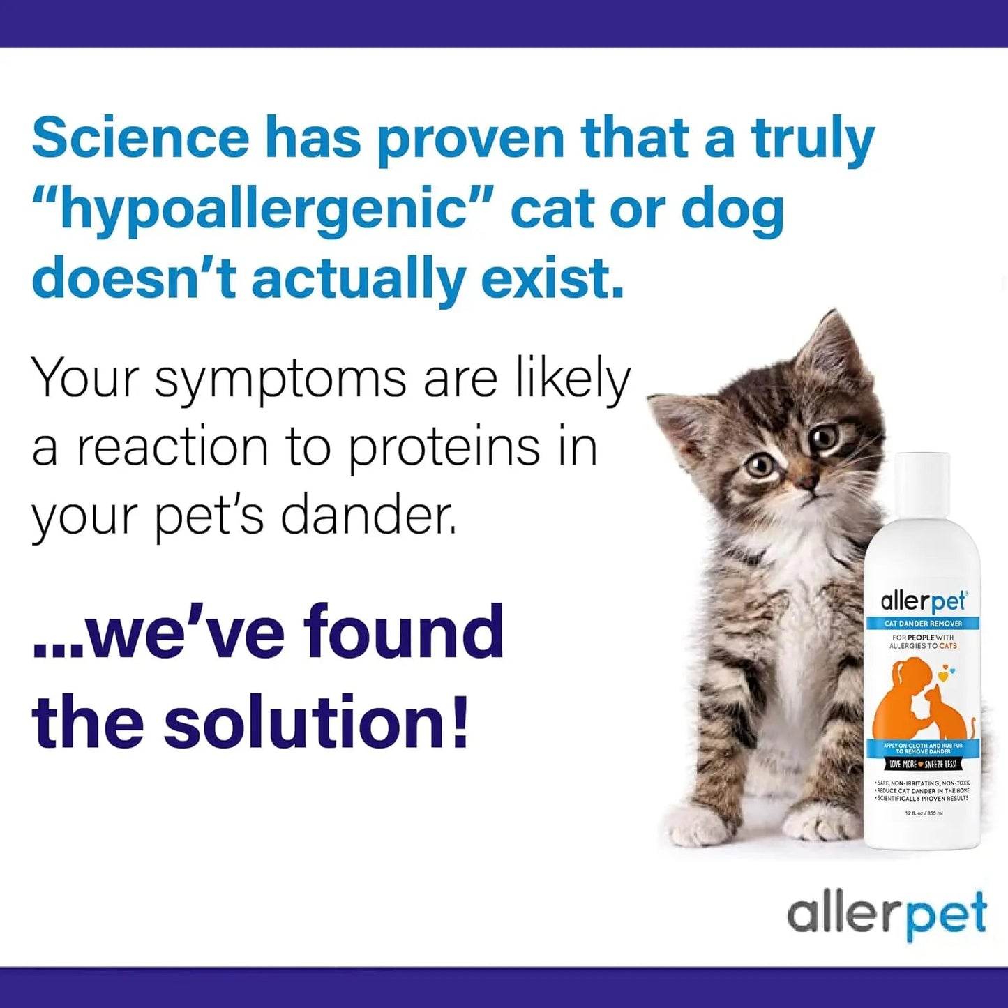 Cat Dander Remover Spray – Allergy Relief for Cats & Humans, Natural Chamomile & Rosemary, 12oz