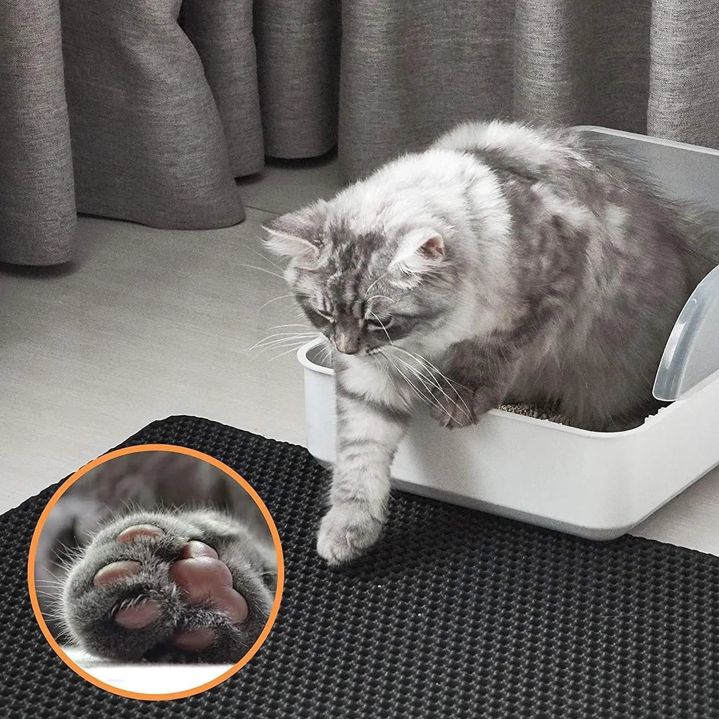 Cat Litter Mat –Waterproof & Urine Proof, Scatter Control, Easy Clean, Washable, BPA-Free