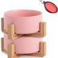Ceramic Cat & Small Dog Bowl Set with Stand 13.5oz Non Slip Double