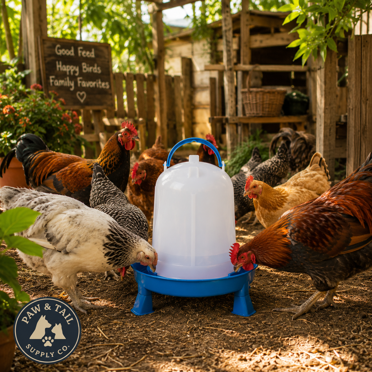 Double-Tuf Poultry Waterer with Legs for Chickens & Birds 3 Quart