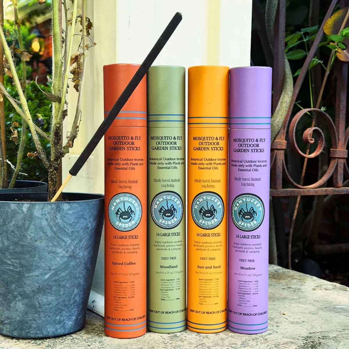 Varillas de incienso para exteriores y jardín repelente de mosquitos y moscas (tubo de 14 varillas)