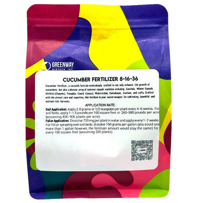 Cucumber Fertilizer 8-16-36 | Chelated Micronutrients | Hydroponics, Soil & Foliar Application