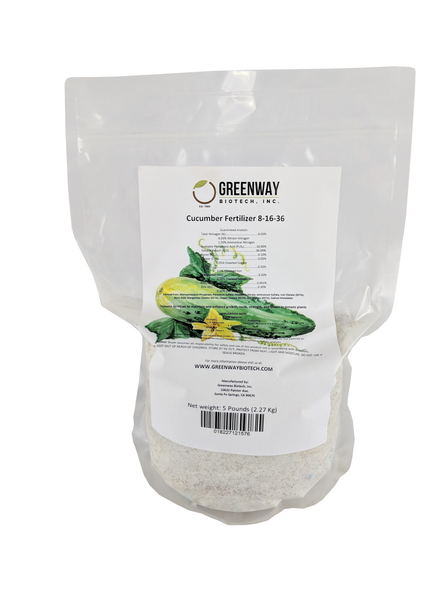 Cucumber Fertilizer 8-16-36 | Chelated Micronutrients | Hydroponics, Soil & Foliar Application