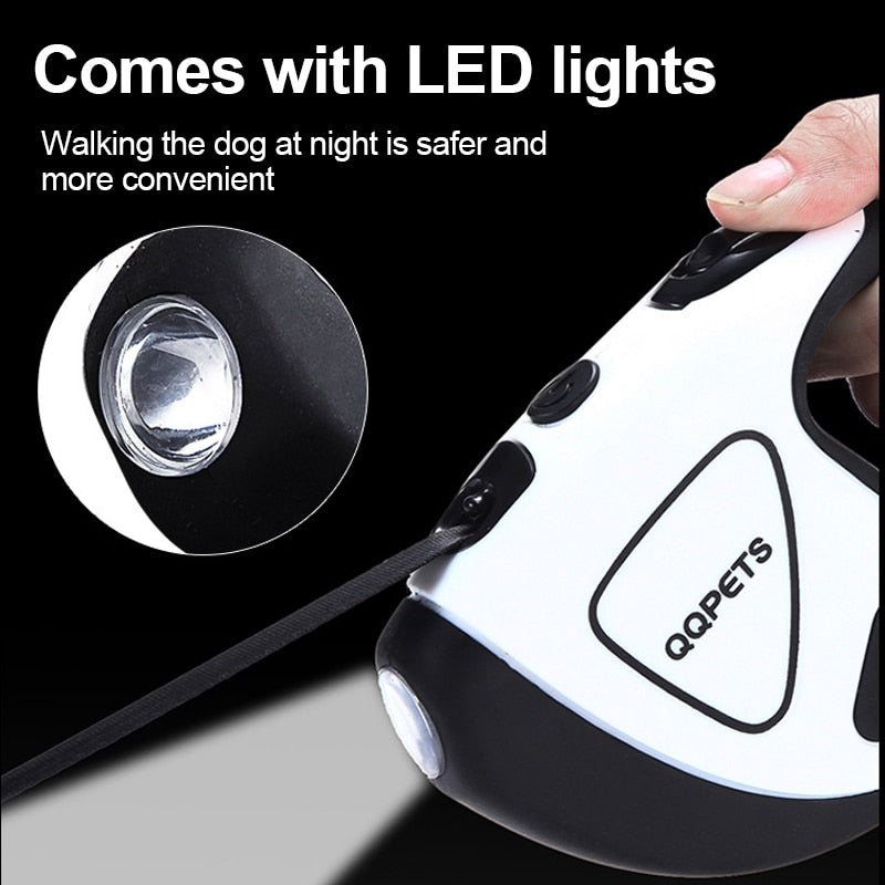 Correa automática retráctil para perro con luz LED de seguridad nocturna