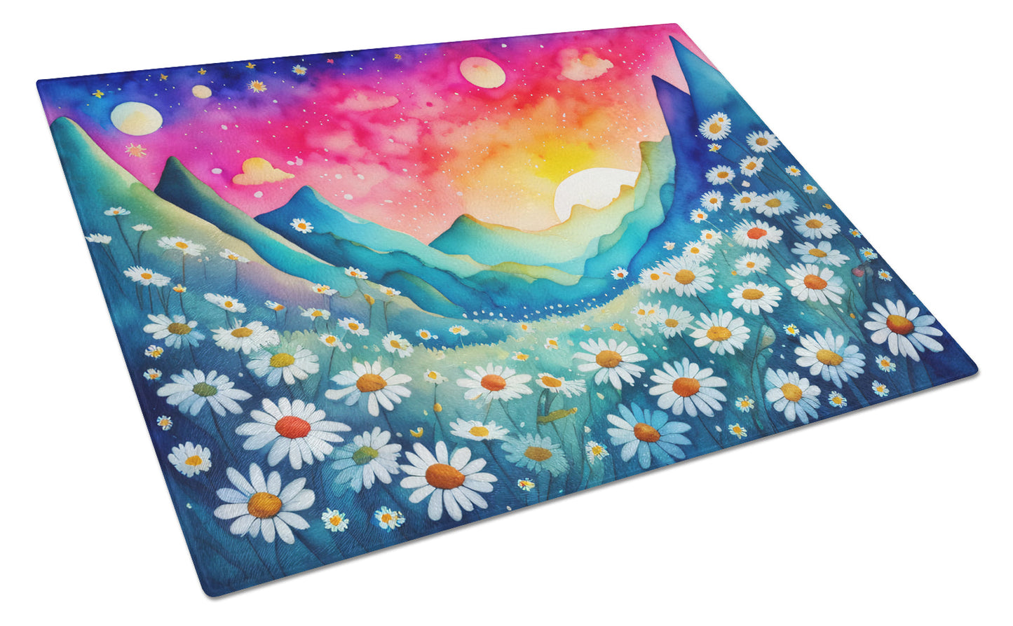 Daisies in Color Glass Cutting Boards – Durable, Decorative Kitchen Art Large