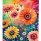 Gerbera Daisies in Color House Flag