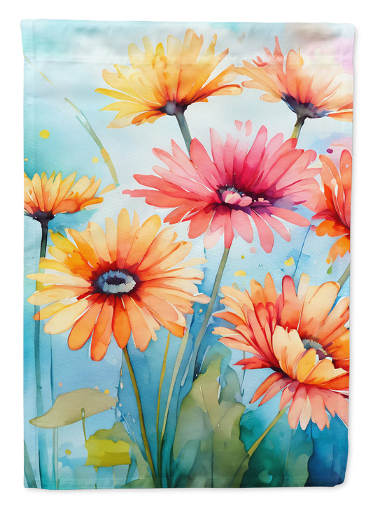Gerbera Daisies in Watercolor Garden Flag Mailbox Decorative Yard Banner Outside Patio Artwork for Flower Beds, Garden Size, Multicolor