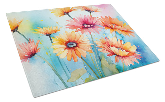 Gerbera Daisies in Watercolor Glass Cutting Boards – Durable, Decorative Kitchen Art Large DAC1570LCB