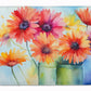 Gerbera Daisies in Watercolor Memory Foam Kitchen Mat DAC1571RUG
