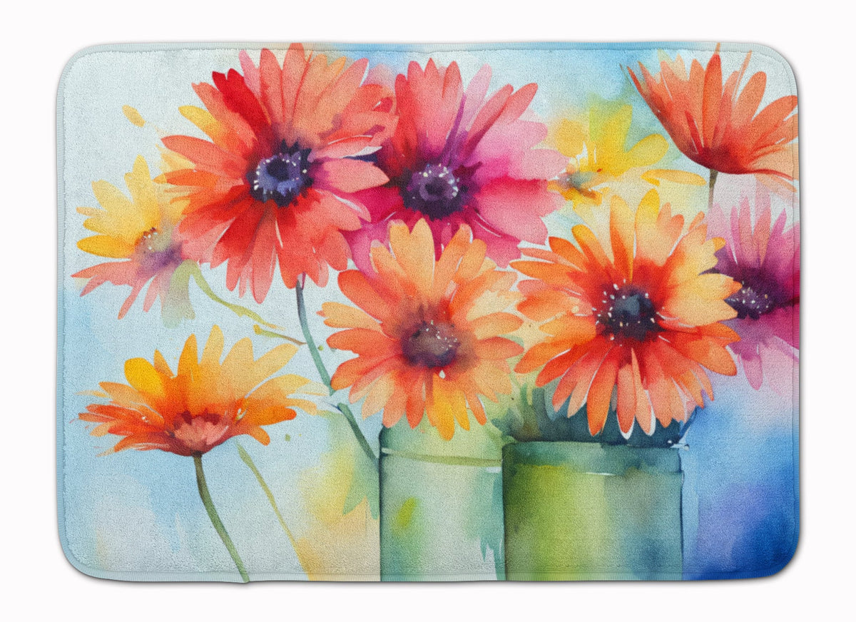 Gerbera Daisies in Watercolor Memory Foam Kitchen Mat DAC1571RUG