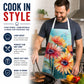 Gerbera Daisies in Watercolor Apron Cooking Kitchen Server Baking Crafts Gardening for Adult Women Men, Unisex, Large, Multicolor