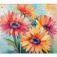 Gerbera Daisies in Watercolor Memory Foam Kitchen Mat DAC1572RUG