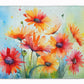 Gerbera Daisies in Watercolor Memory Foam Kitchen Mat DAC1573RUG