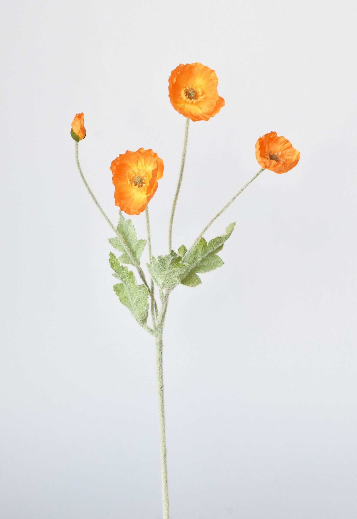 24" Faux Orange Poppy Stem