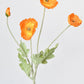 24" Faux Orange Poppy Stem