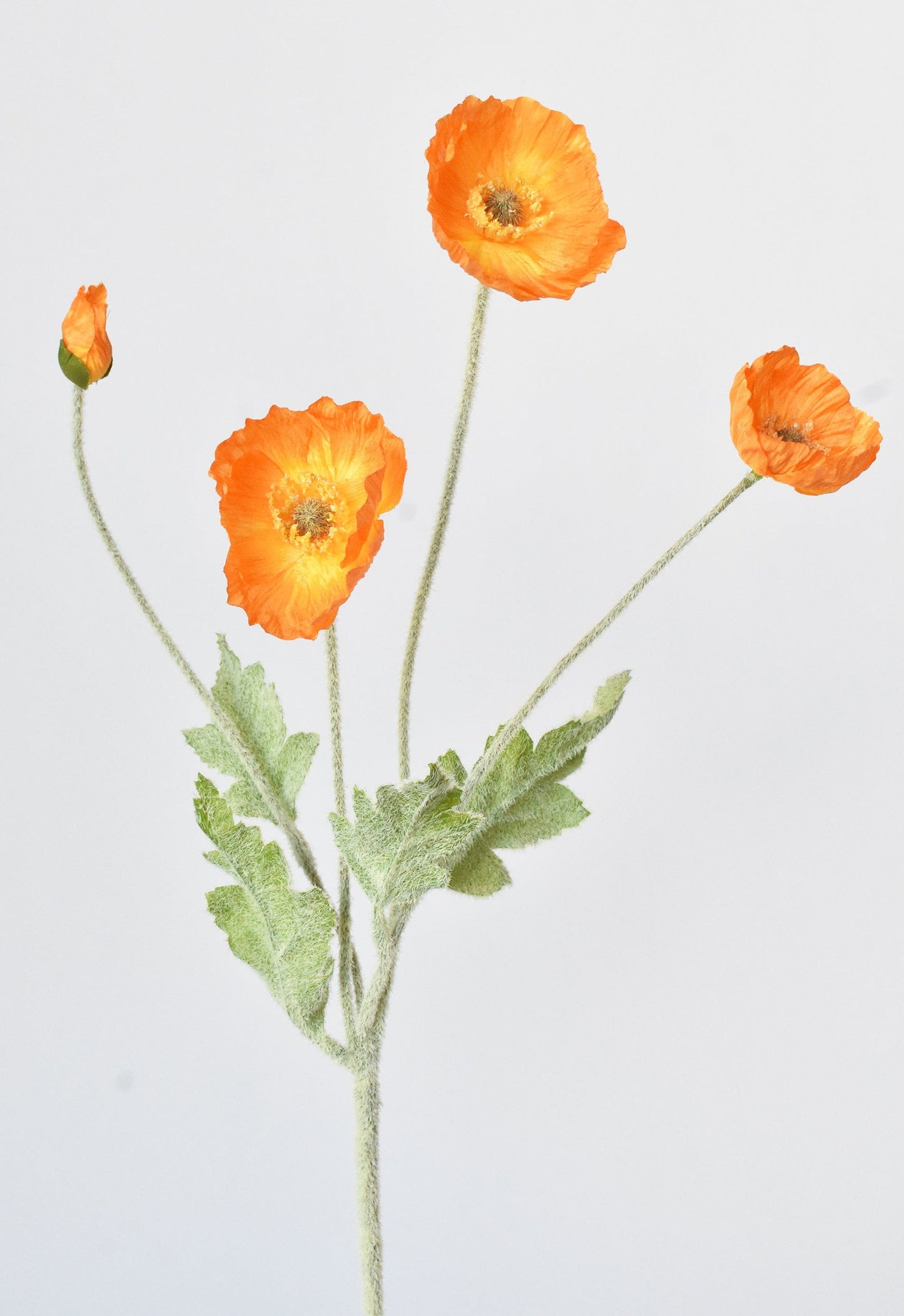 24" Faux Orange Poppy Stem