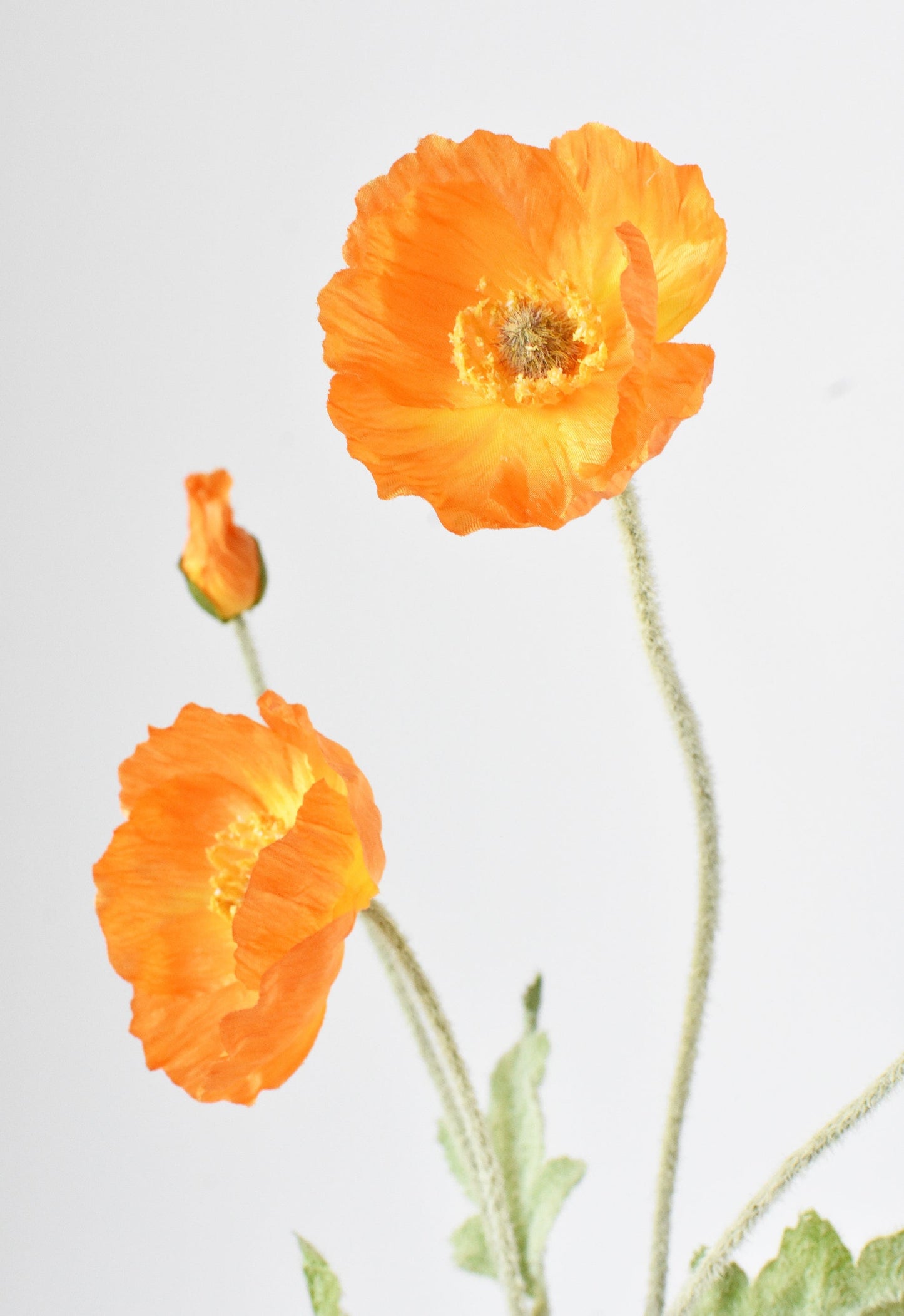 24" Faux Orange Poppy Stem