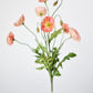 15" Faux Poppy Bush Coral Orange Salmon Bush