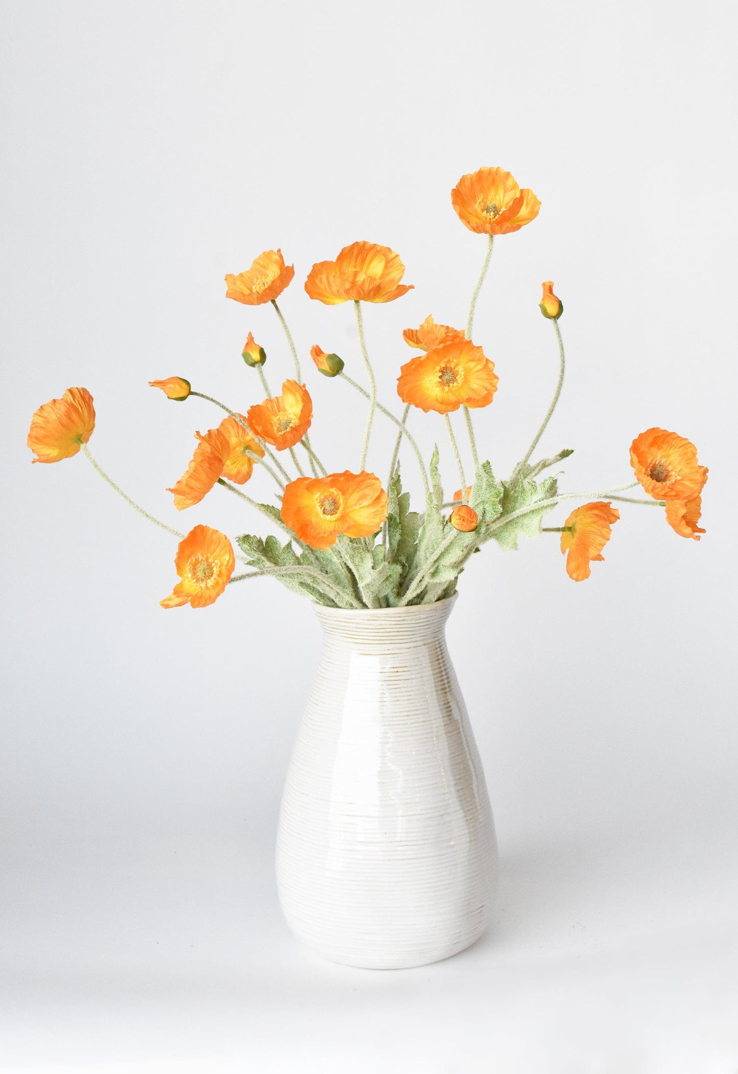 24" Faux Orange Poppy Stem
