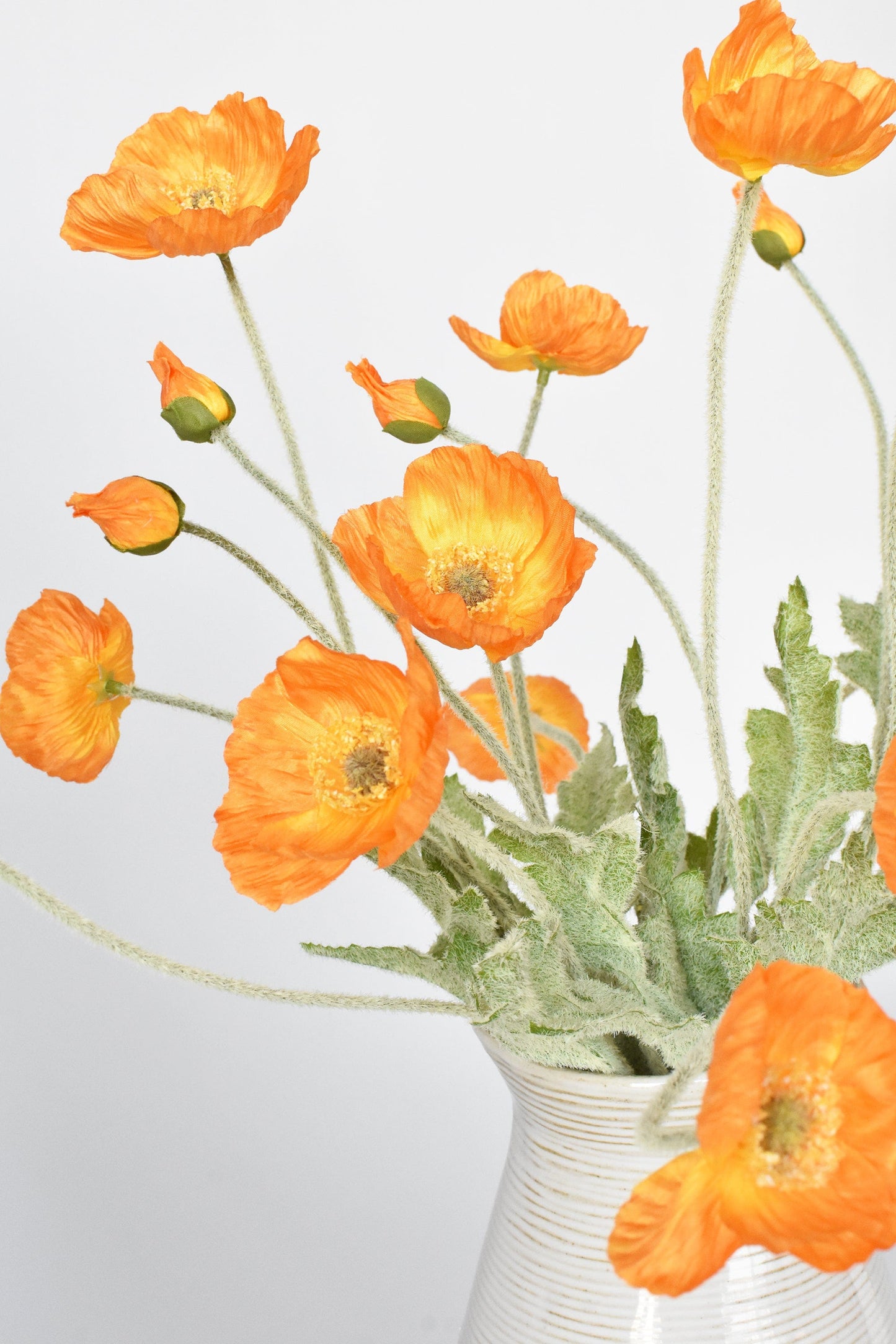 24" Faux Orange Poppy Stem