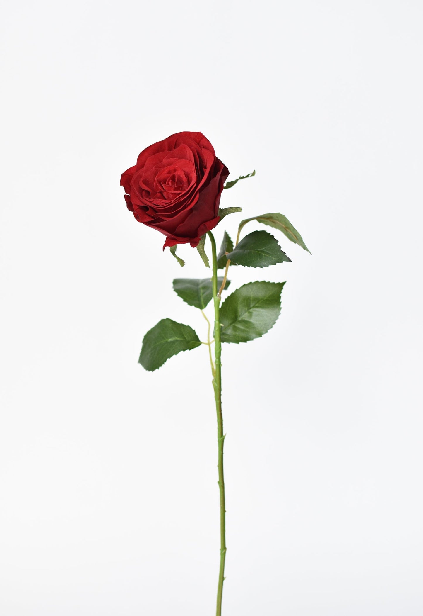 22" Faux Red Velvet Rose Stem