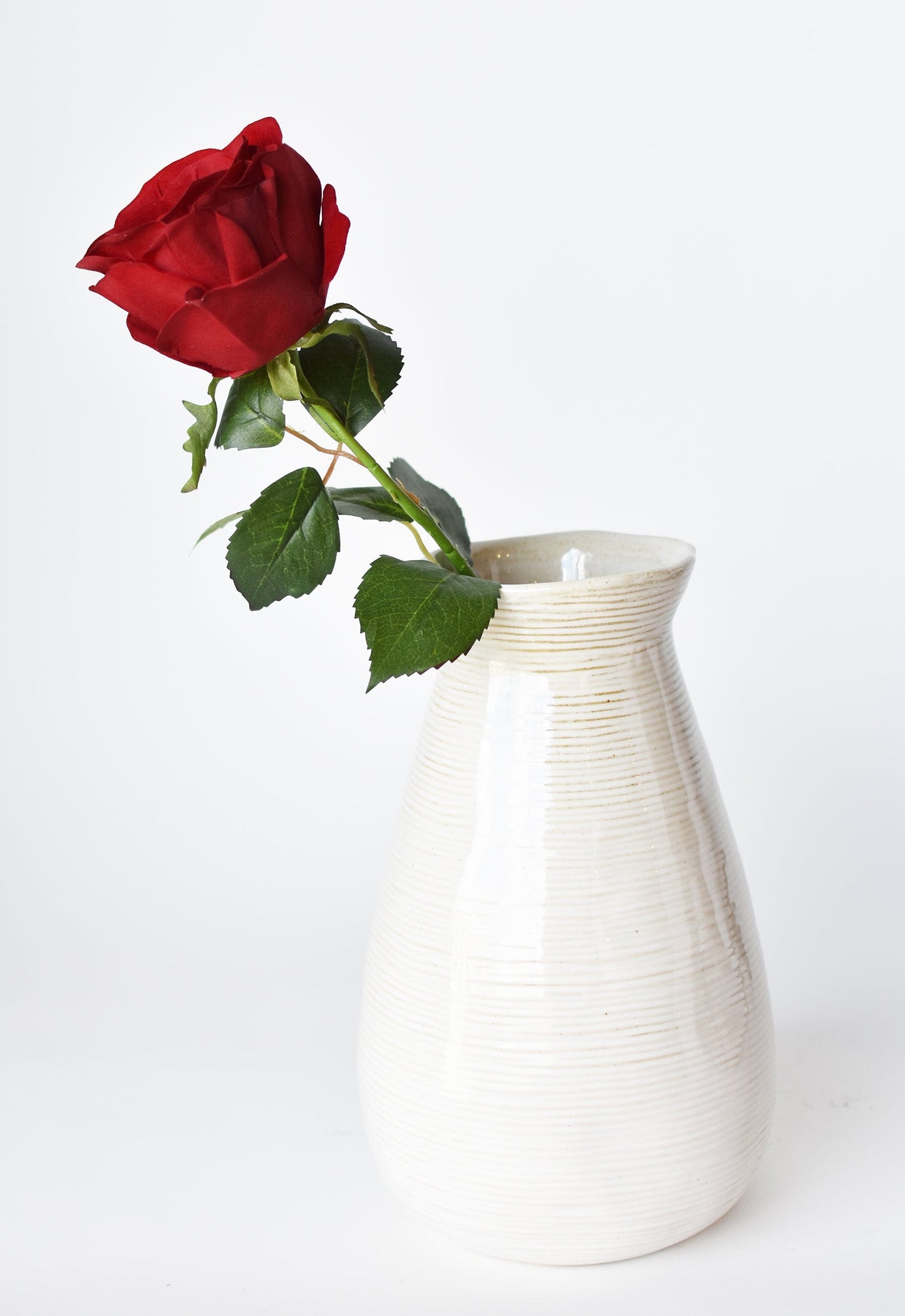 22" Faux Red Velvet Rose Stem
