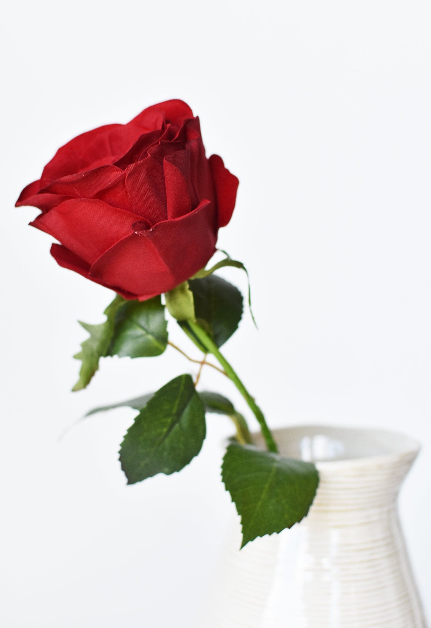 22" Faux Red Velvet Rose Stem
