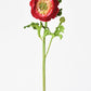 13" Faux Red Ranunculus Stem