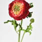 13" Faux Red Ranunculus Stem