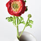 13" Faux Red Ranunculus Stem